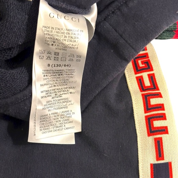 Gucci Navy Technical Jersey Track Suit with the signature Web Stripe Trim Size 8 - Picture 8 of 11